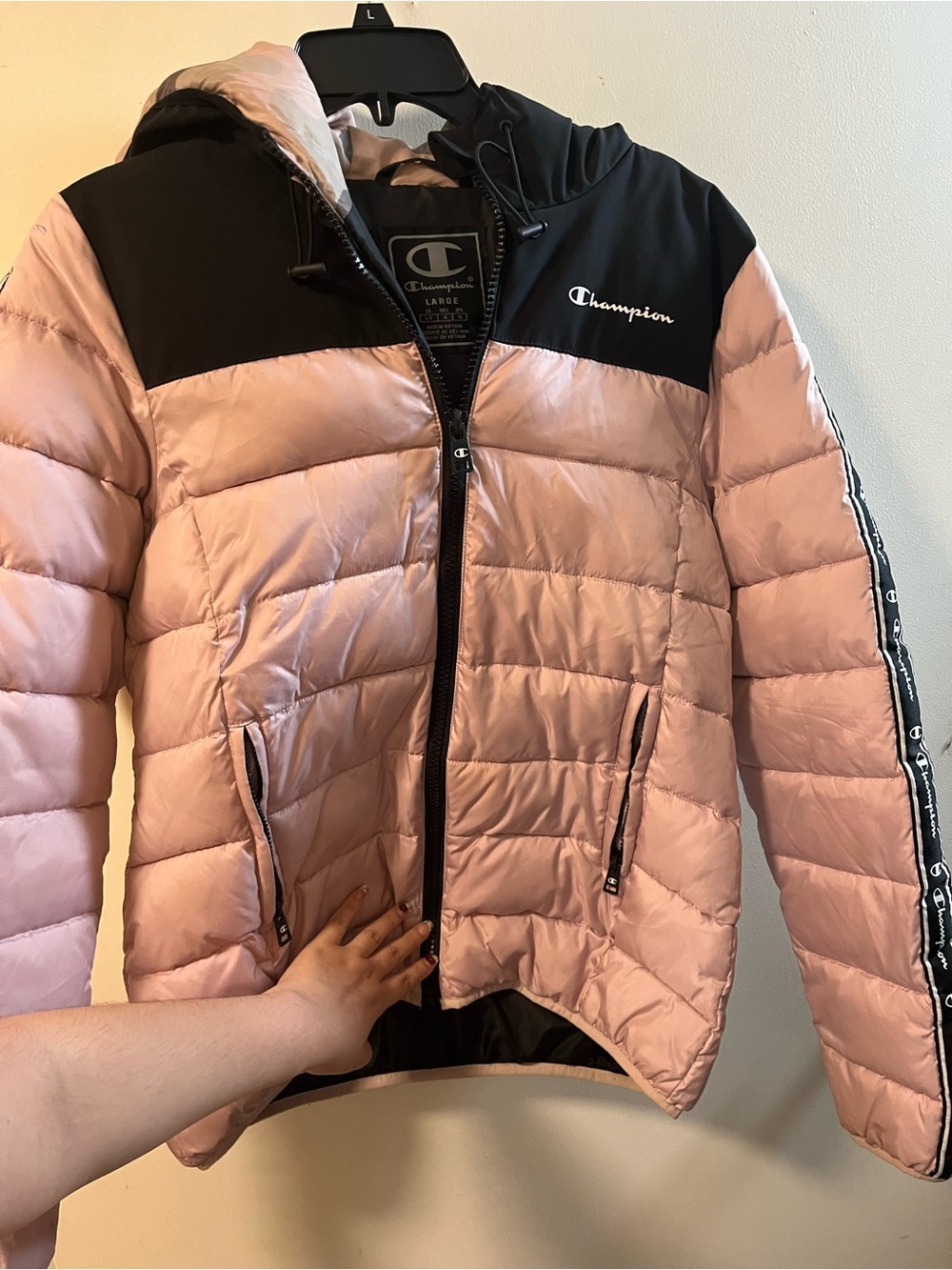 Champion Pink and Black Girls' Quilted Puffer Jacket